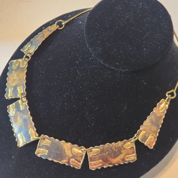 Fashion Jewelry Gold Drop Mixed Metal Geometric Necklace Brutalist Trending - Picture 3 of 9